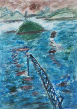 クレーンと小島