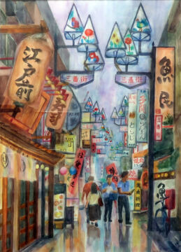 小雨の中野三番街