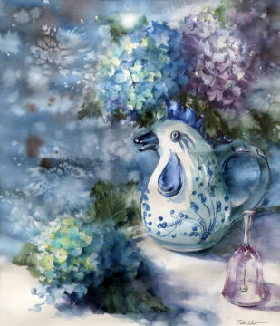 鶏の花瓶に