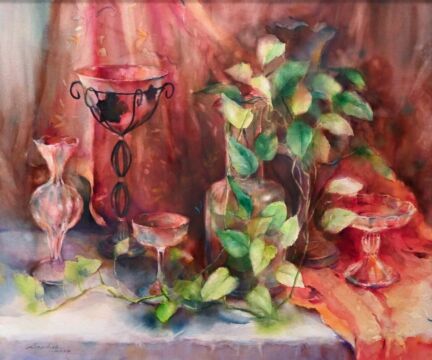 2024 ポトスー橙・紫・緑のコンポジションー